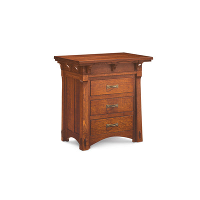 Amish made MaRyan 3 Drawer Nightstand in Quarter Sawn Oak - Oak For Less® Furniture