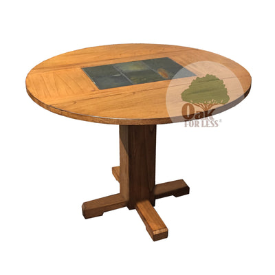 SD-1223RO2 - 40" Round Sedona Rustic Drop-Leaf Table with Slate Inlays - newly redesigned top - Oak For Less® Furniture