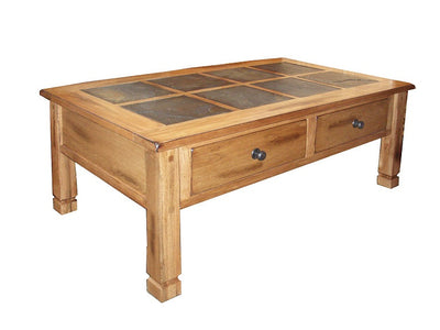 SD-3143RO - Sedona Rustic Oak Coffee Table with Slate Inlay Top - Oak For Less® Furniture