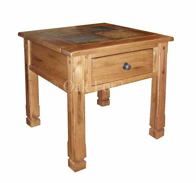 SD-3144RO-2 - 26" Sedona Rustic Oak End Table with Slate Inlay Top - Oak For Less® Furniture