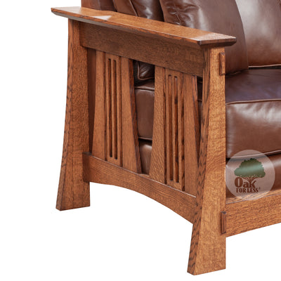 Solid Wood Bungalow Sofa in Leather - detail | Oak For Less ®